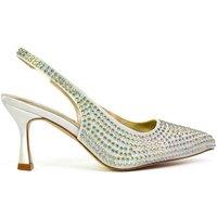 XY London Women's 'Gayna' Diamante Bridal Slingback Pointed Toe Mid Heel Court Shoes in Ivory | Size: 3