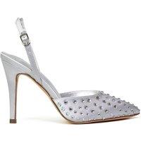 XY London Women's 'Shelly' Strappy Slingback Pointed Toe Diamante Stiletto Bridal Heels in Silver | Size: 3