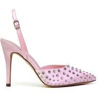 XY London Women's 'Shelly' Strappy Slingback Pointed Toe Diamante Stiletto Bridal Heels in Pale Pink | Size: 5