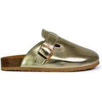 XY London Women's 'Lucy' Slip On Flat Cork Slider Mules in Metallic Gold | Size: 4