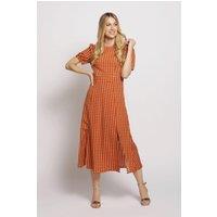 Cutie London Women's Short Sleeve Maxi Dress In Polka Dot in Terracotta | Size: 10