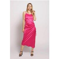 Cutie London Women's Sweet Heart Neck Ruched Satin Dress in Pink | Size: 10