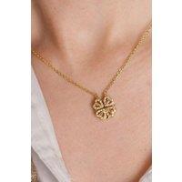 The Colourful Aura Women's Four Heart Magnet Foldable Floral Zircon Crystal Pendant Necklace in Gold