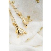 The Colourful Aura Women's Pinky Promise Hand Pendant Long Distance Relationship Couple Charm Necklace in Gold