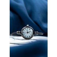 The Colourful Aura Women's Black Stainless Steel Roman White Dial Bangle Adjustable Bracelet Watch