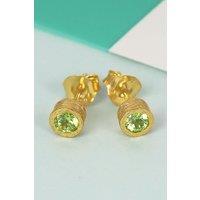 Otis Jaxon London Women's Peridot Sterling Silver August Birthstone Stud Earrings in Gold