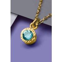 Otis Jaxon London Women's Blue Topaz Sterling Silver November Birthstone Pendant Necklace in Gold