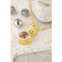 Otis Jaxon London Women's Amethyst February Birthstone Sterling Silver Pendant Necklace in Gold
