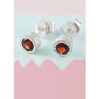 Otis Jaxon London Women's Garnet Sterling Silver January Birthstone Stud Earrings