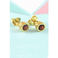 Otis Jaxon London Women's Garnet Sterling Silver January Birthstone Stud Earrings in Gold