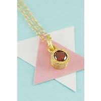 Otis Jaxon London Women's Garnet January Birthstone Sterling Silver Pendant Necklace in Gold