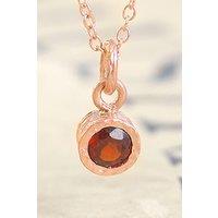 Otis Jaxon London Women's Garnet January Birthstone Sterling Silver Pendant Necklace in Rose Gold