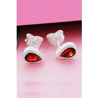 Otis Jaxon London Women's Garnet Teardrop Sterling Silver January Birthstone Stud Earrings