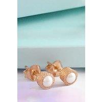 Otis Jaxon London Women's White Pearl June Birthstone Sterling Silver Stud Earrings in Rose Gold