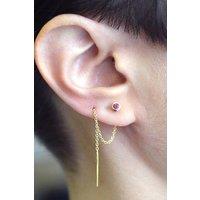 Otis Jaxon London Women's Ruby Silver Silver July Birthstone Threader Earrings in Gold