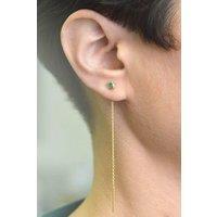 Otis Jaxon London Women's Emerald May Birthstone Silver Chain Threader Earrings in Gold
