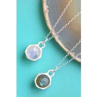 Otis Jaxon London Women's Moonstone & Labradorite Charm Silver Necklace