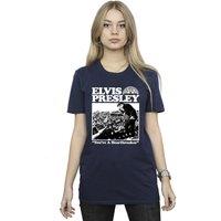 Elvis Presley Women's A Heartbreaker Cotton Boyfriend T-Shirt in Navy | Size: 2XL