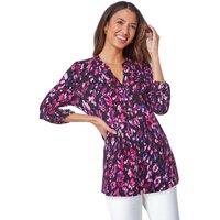 Roman Women's Abstract Animal Longline V-Neck Tunic Top in Purple | Size: 10