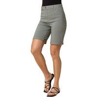 Roman Women's Elastic Waist Turn Up Stretch Shorts in Khaki | Size: 16