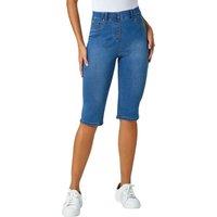 Roman Women's Stretch Knee Length Pedal Pusher in Mid Blue | Size: 12