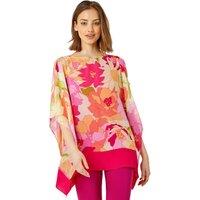 Roman Women's Floral Print Cold Shoulder Chiffon Top in Orange | Size: 10