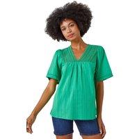 Roman Women's Lace Detail Cotton T-Shirt in Emerald | Size: 10