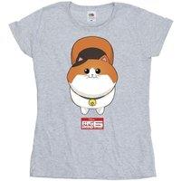 Disney Women's Big Hero 6 Baymax Kitten Face Cotton T-Shirt in Grey | Size: Large