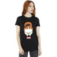 Disney Women's Big Hero 6 Baymax Kitten Face Cotton Boyfriend T-Shirt in Black | Size: Small