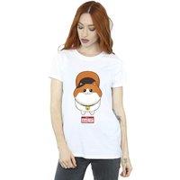 Disney Women's Big Hero 6 Baymax Kitten Face Cotton Boyfriend T-Shirt in White | Size: Small