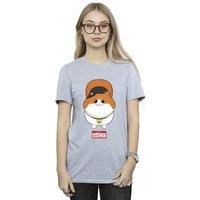 Disney Women's Big Hero 6 Baymax Kitten Face Cotton Boyfriend T-Shirt in Grey | Size: XL