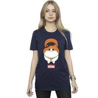 Disney Women's Big Hero 6 Baymax Kitten Face Cotton Boyfriend T-Shirt in Navy | Size: Large