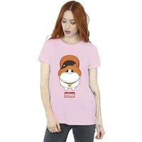 Disney Women's Big Hero 6 Baymax Kitten Face Cotton Boyfriend T-Shirt in Baby Pink | Size: XL