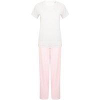 Towel City Women's Striped Long Pyjama Set in White | Size: 2XL