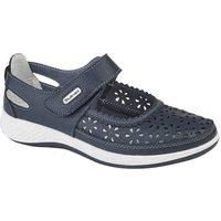 Boulevard Women's Wide Fitting Window Back Punched Bar Shoes in Navy | Size: 5