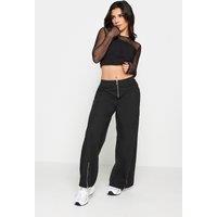 PixieGirl Women's Petite Zip Detail Cargo Trousers in Black | Size: 14S