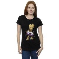Marvel Women's Guardians Of The Galaxy Groot Cosmic Tape Cotton T-Shirt in Black | Size: Large