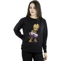 Marvel Women's Guardians Of The Galaxy Groot Cosmic Tape Sweatshirt in Black | Size: Small