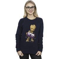Marvel Women's Guardians Of The Galaxy Groot Cosmic Tape Sweatshirt in Navy | Size: 2XL