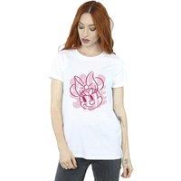 Disney Women's Minnie Mouse Bold Style Cotton Boyfriend T-Shirt in White | Size: 2XL