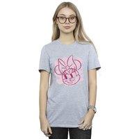 Disney Women's Minnie Mouse Bold Style Cotton Boyfriend T-Shirt in Grey | Size: 3XL