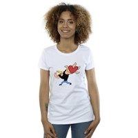 Johnny Bravo Women's Heart Present Cotton T-Shirt in White | Size: Large