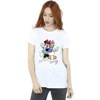 Disney Women's Minnie Mouse & Daisy Cotton Boyfriend T-Shirt in White | Size: Large