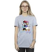Disney Women's Minnie Mouse & Daisy Cotton Boyfriend T-Shirt in Grey | Size: Medium