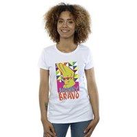 Johnny Bravo Women's Multi Triangles Pop Art Cotton T-Shirt in White | Size: Large