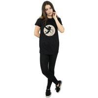 Tinkerbell Women's Moon Cotton Boyfriend Crop T-Shirt in Black | Size: Large