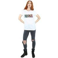 Marvel Comics Women's Characters Cotton Logo Boyfriend T-Shirt in White | Size: Medium