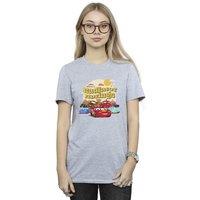 Disney Women's Cars Radiator Springs Group Cotton Boyfriend T-Shirt in Grey | Size: Medium