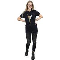 Tinkerbell Women's Cotton Boyfriend T-Shirt in Black | Size: Large