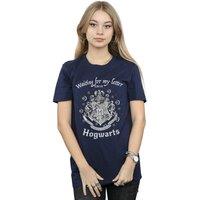 Harry Potter Women's Waiting For My Letter Hogwarts Cotton Boyfriend T-Shirt in Navy | Size: 3XL